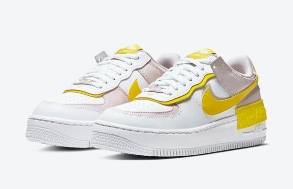 Nike Air Force 1 Shadow белые с желтым кожаные женские (35-39)