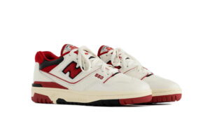 New Balance 550 Aime Leon белые с красным кожаные мужские-женские (36-44)