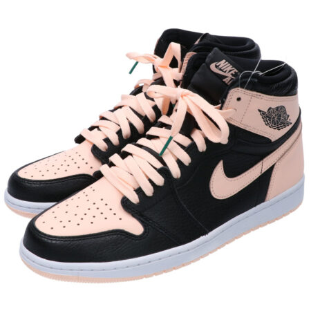 Nike Air Jordan 1 Retro High OG Black Crimson Tint черные с розовым кожаные женские (35-39)