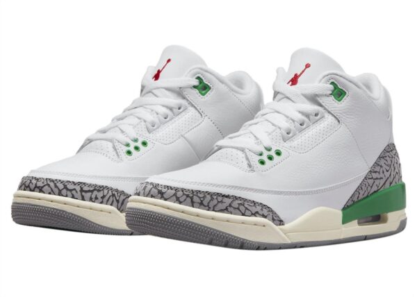 Nike Air Jordan 3 Lucky Green бело-серые с зеленым кожаные мужские (40-44)