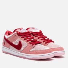 Nike X Strangelove Skateboards Dunk Low Pro QS розово-красные нубук-вельвет мужские-женские (35-44)